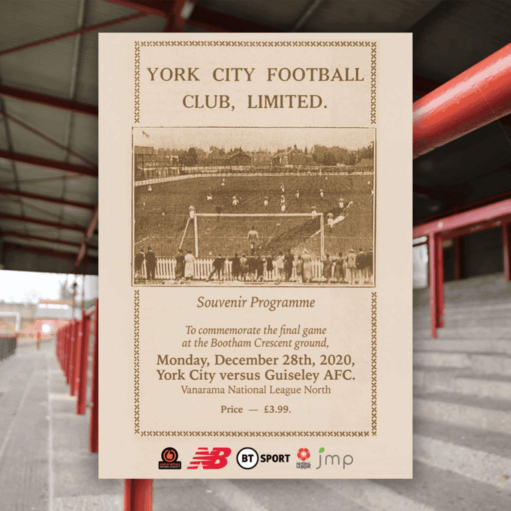 York City FC : Les programmes de matchs souvenir se sont succédés. Programme du dernier match à Bootham Crescent